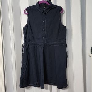 Simply Vera Wang Blue Button Down Sleeveless Shirt Dress Contrast Seams Sz XL